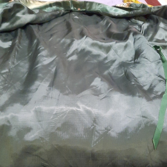 Elegant Green Satin Robe with Gold Accents - Picture 4 of 10